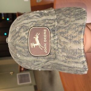 Mossy Oak Bottomland x John Deere Stitched Patch Camo Distress Strapback Hat Cap